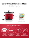 Load image into Gallery viewer, KOOC - Small Slow Cooker - 2 Quart, Red, with Free Liners