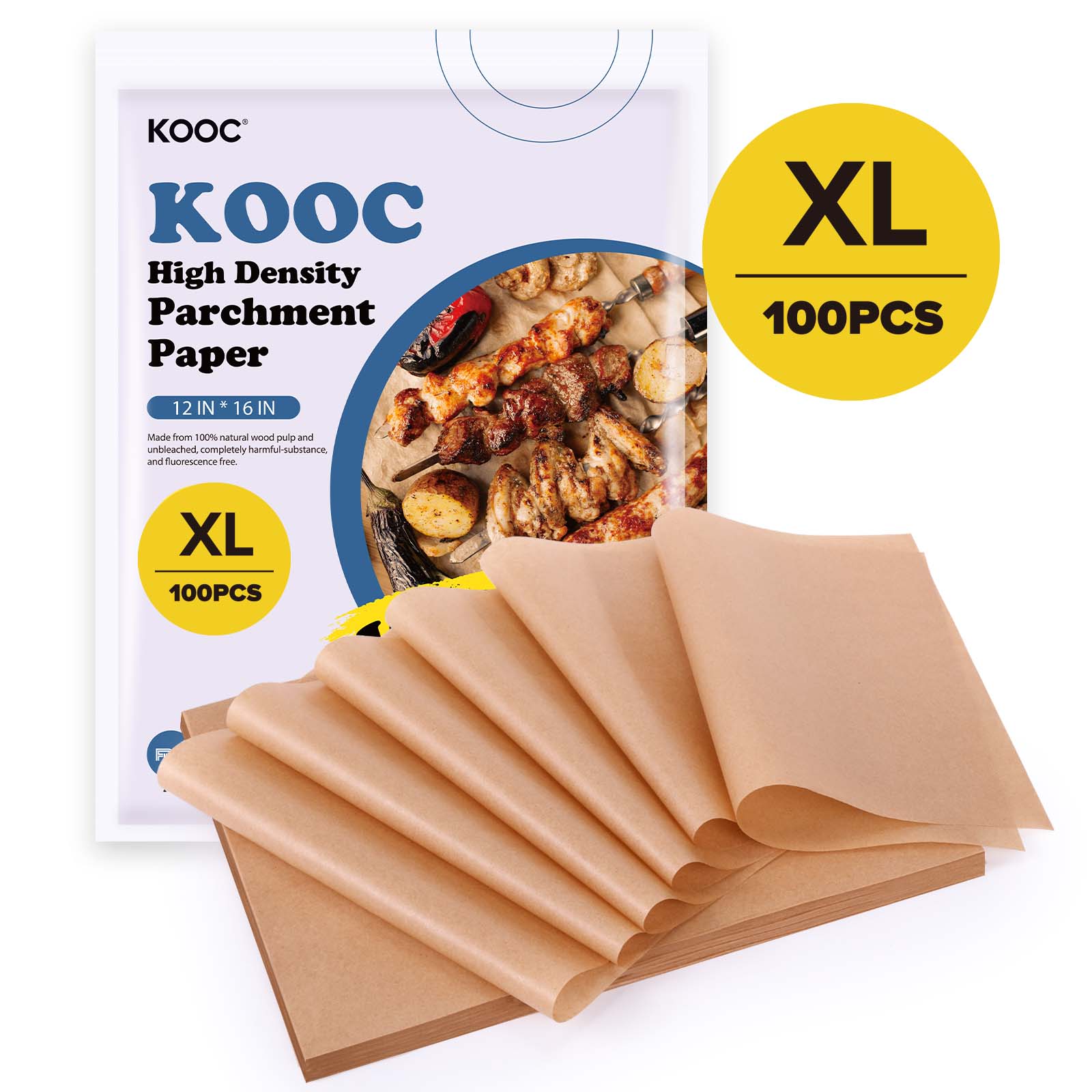 KOOC Premium 12x16 Inch Parchment Paper Sheets（100-Pack）