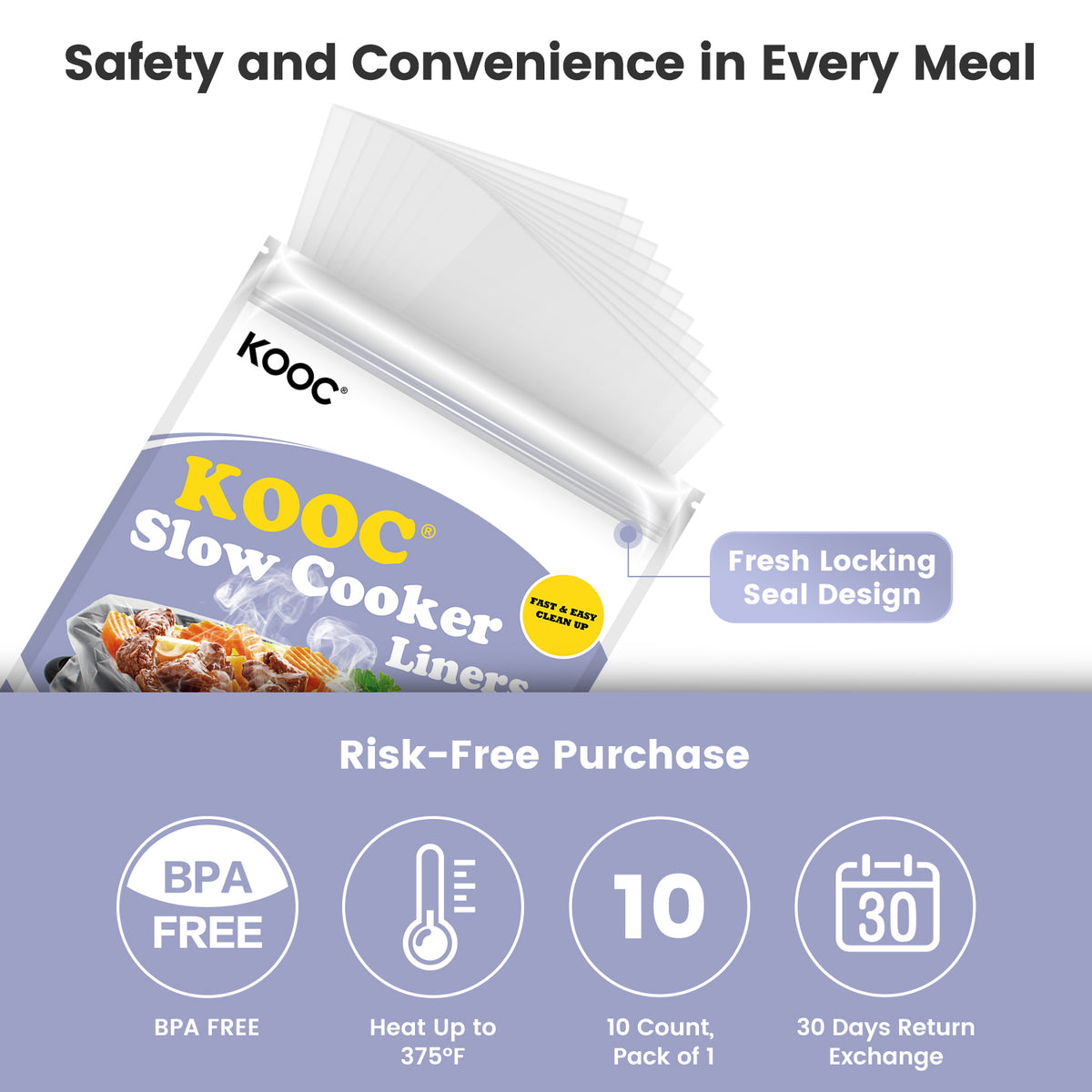 KOOC Slow Cooker Liners, 10 Count Small Size Disposable Slow Cooker Li ...
