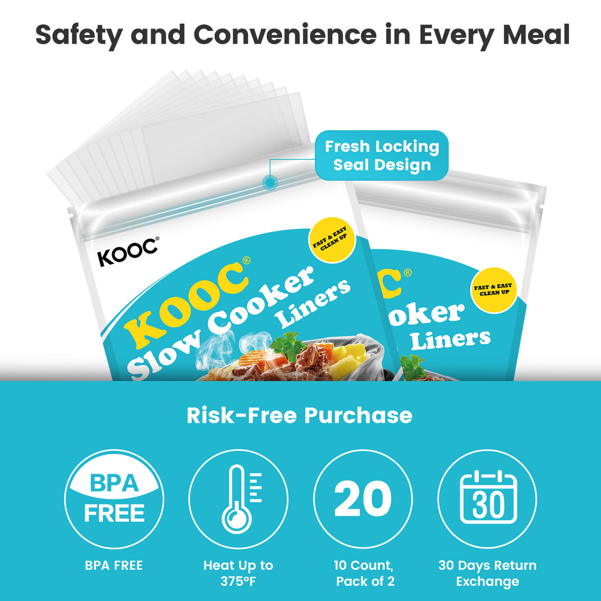 KOOC Slow Cooker Liners, 10 Count Small Size Disposable Slow Cooker Li ...