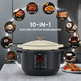 Load image into Gallery viewer, KOOC 10-in-1 Electric Dutch Oven, 6-Quart White, Slow Cook, Braise, Meat Stew, Sear/Sauté, Enameled Cast Iron with Self-Basting Lid, 1500W