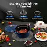 Load image into Gallery viewer, KOOC 10-in-1 Electric Dutch Oven, 6-Quart Blue, Slow Cook, Braise, Meat Stew, Sear/Sauté, Enameled Cast Iron with Self-Basting Lid, 1500W