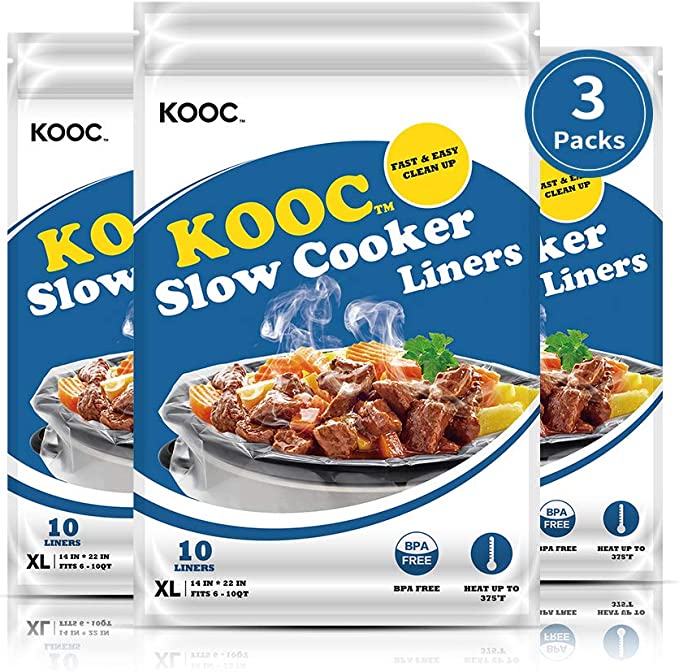 KOOC - Premium Disposable Slow Cooker Liners, XL Size Fit 6 to 10 Quart, 3  Packs