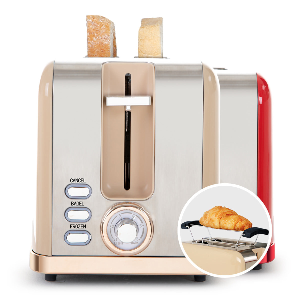 KOOC - Retro Stainless Steel Toaster, 2 Slice, Milk – KOOC Official