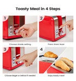 Load image into Gallery viewer, KOOC - Retro Stainless Steel Toaster, 2 Slice, Red