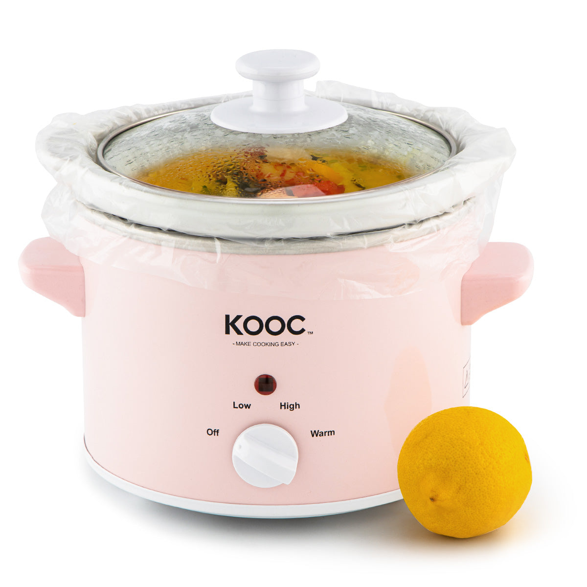 KOOC - Small Slow Cooker - 2 Quart, Black, with Free Liners