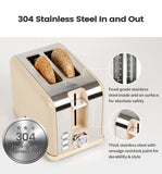 Load image into Gallery viewer, KOOC - Retro Stainless Steel Toaster, 2 Slice, Milk
