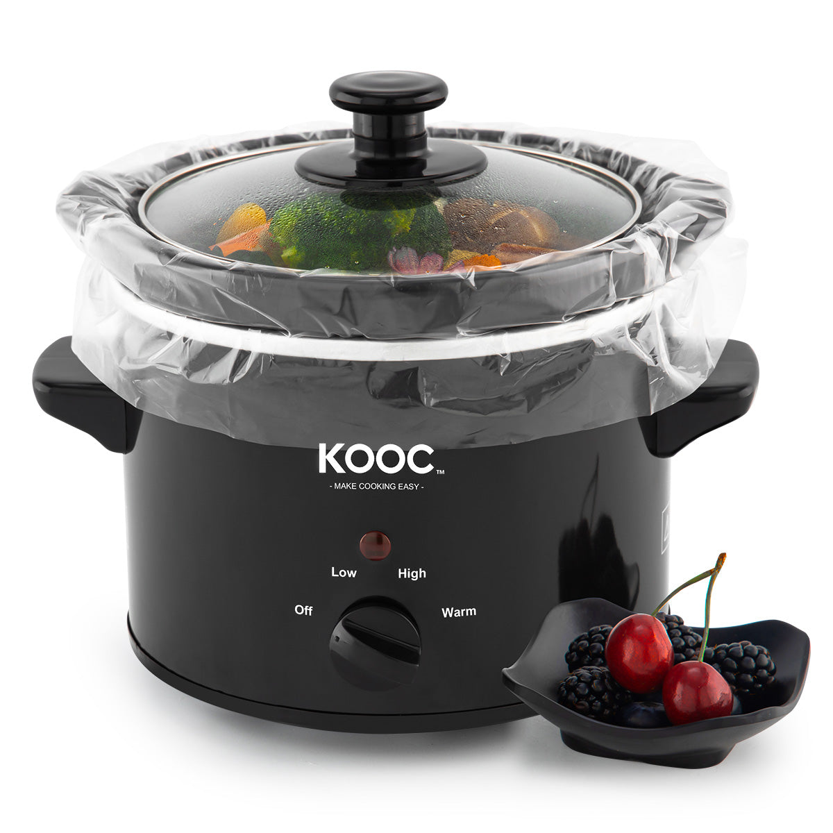  KOOC Small Slow Cooker, 2-Quart, Free Liners Included