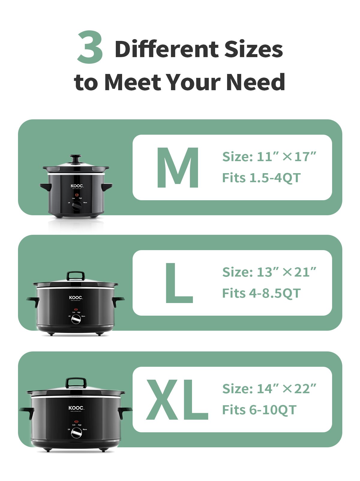 KOOC - Premium Disposable Slow Cooker Liners, M Size Fit 1.5 to 3 Quar –  KOOC Official
