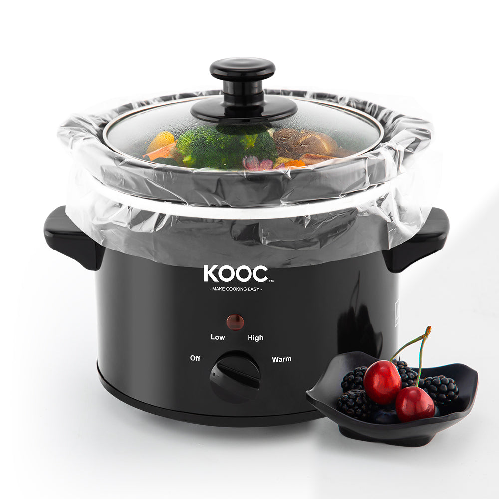 KOOC - Small Slow Cooker - 2 Quart, Black, with Free Liners – KOOC Official